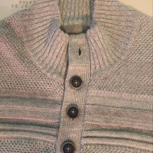 Flag & anthem‎ mens 100% cotton knit sweater gray large. 1/4 button down.